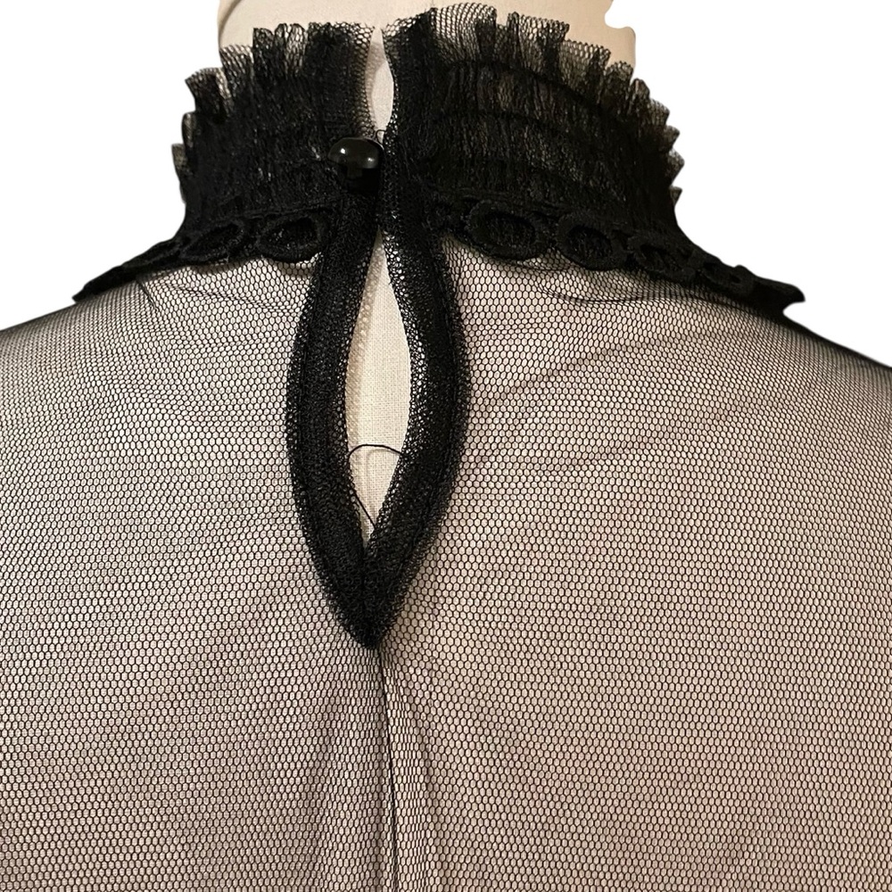 ❤️ Victorian x Gothic Tulle Lace Bell Sleeve Sheer Blouse - Picture 4 of 12